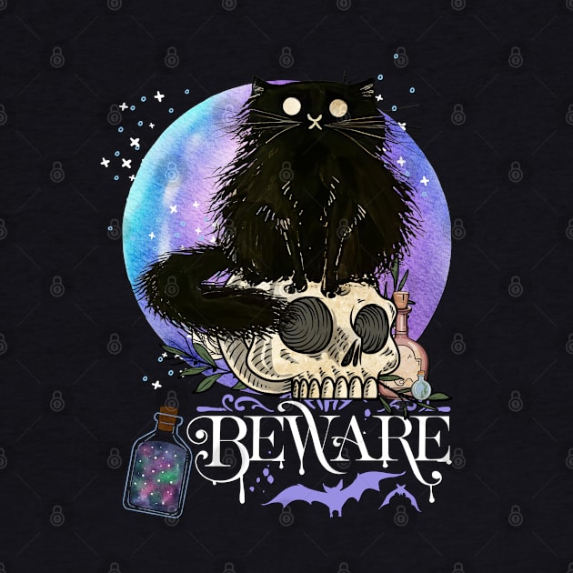 Black cat Magic Witch Tarot cards Beware potion witchy Witchcraft astrology Halloween by BoogieCreates